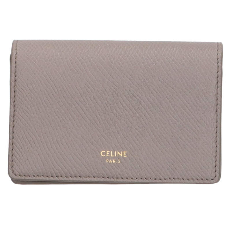 CELINE Grained Calfskin Card Case Beige Size ONE SIZE