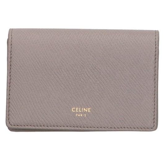 CELINE Grained Calfskin Card Case Beige Size ONE SIZE