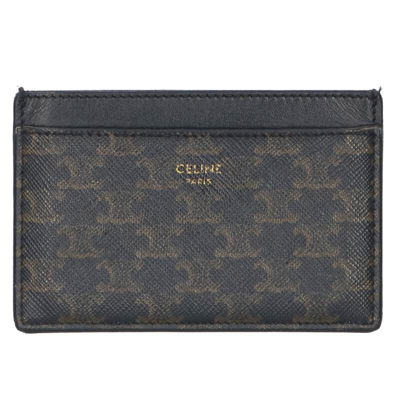 CELINE Triomphe Canvas Leather Card Case Size ONE SIZE