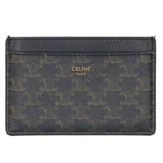 CELINE Triomphe Canvas Leather Card Case Size ONE SIZE