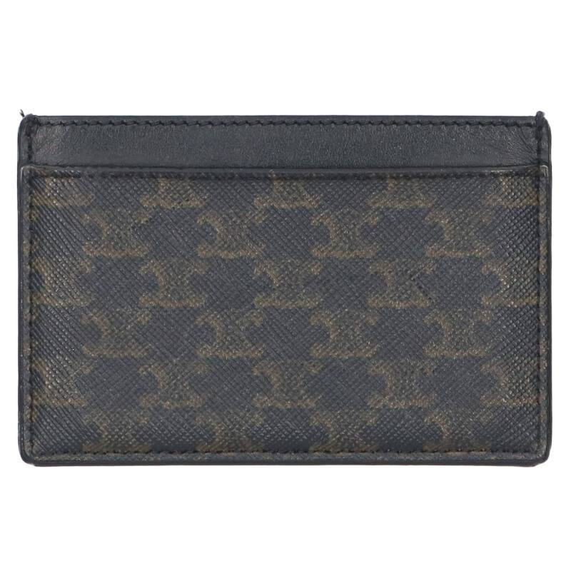 CELINE Triomphe Canvas Leather Card Case Size ONE SIZE