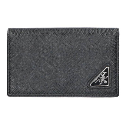PRADA Triangle Logo Saffiano Card Case Black Size ONE SIZE
