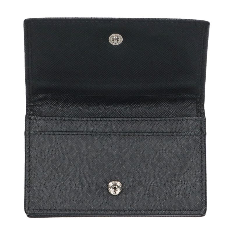 PRADA Triangle Logo Saffiano Card Case Black Size ONE SIZE