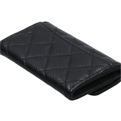 CHANEL Caviar Skin CC Logo Card Case Black Size ONE SIZE