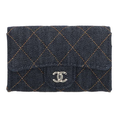 CHANEL 26SS Classic Flat Denim Card Case Blue Size ONE SIZE