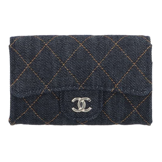 CHANEL 26SS Classic Flat Denim Card Case Blue Size ONE SIZE