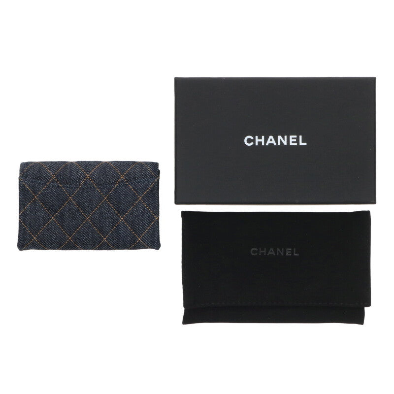 CHANEL 26SS Classic Flat Denim Card Case Blue Size ONE SIZE