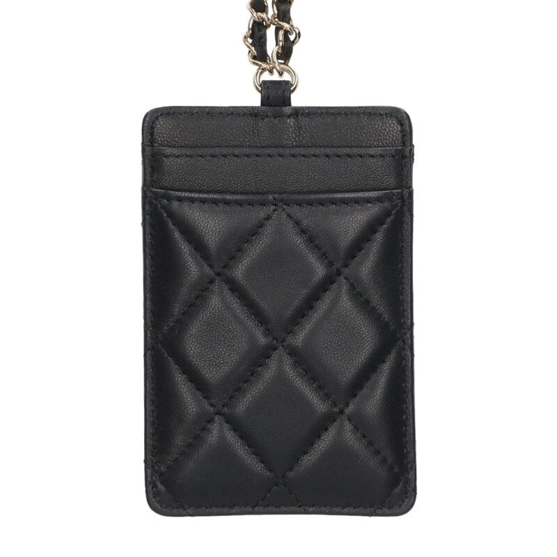 CHANEL Coco Mark Lambskin Chain Card Case Size ONE SIZE