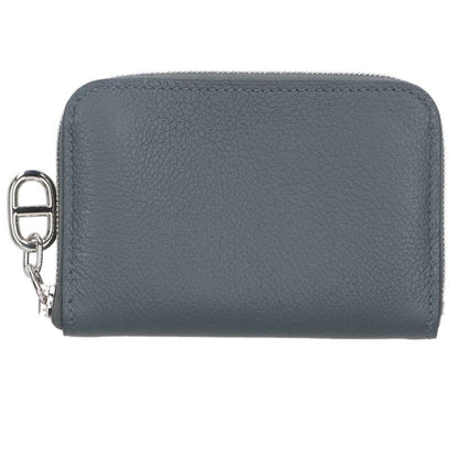 HERMES Zipango Compact Leather Card Case Gris Size ONE SIZE