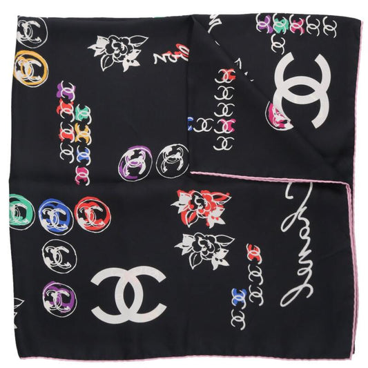 CHANEL Coco Mark All-Over Pattern Silk Scarf Size ONE SIZE