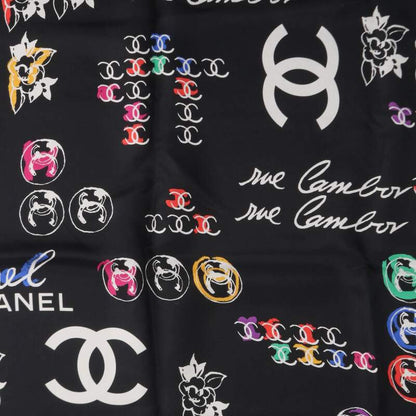 CHANEL Coco Mark All-Over Pattern Silk Scarf Size ONE SIZE