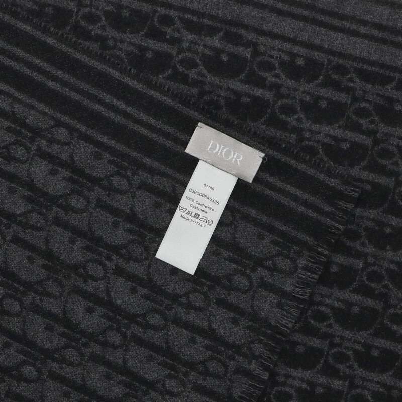 Dior HOMME Oblique Pattern Cashmere Scarf Gray Size ONE SIZE