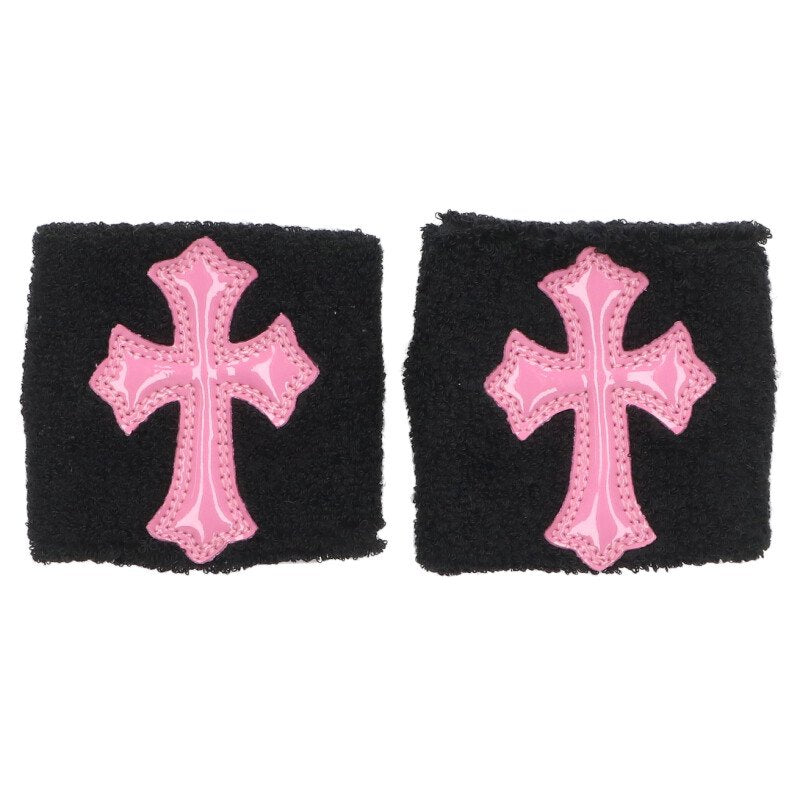 Chrome Hearts Cross Patent Patch Wristband Black x Pink