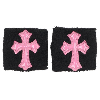 Chrome Hearts Cross Patent Patch Wristband Black x Pink