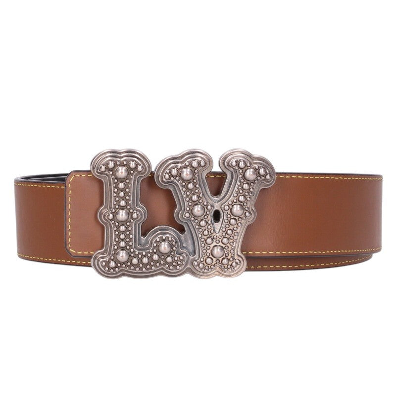Louis Vuitton 24SS Stud MM Belt Brown x Black Size 85