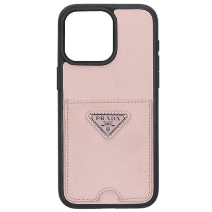 PRADA iPhone 15 Pro Max Triangle Logo Saffiano Case Pink