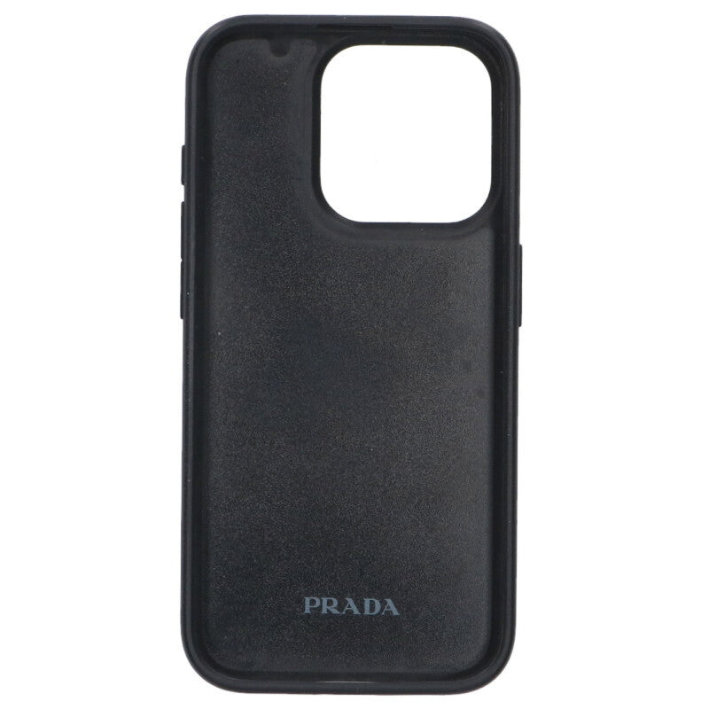 PRADA iPhone 15 Pro Triangle Logo Saffiano Case Black