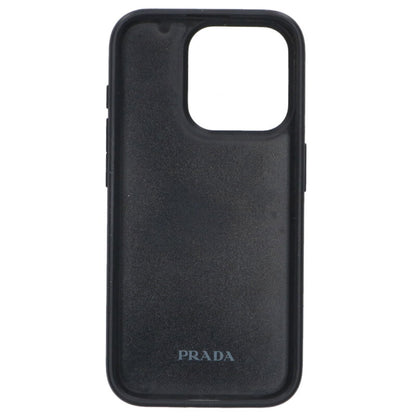 PRADA iPhone 15 Pro Triangle Logo Saffiano Case Black