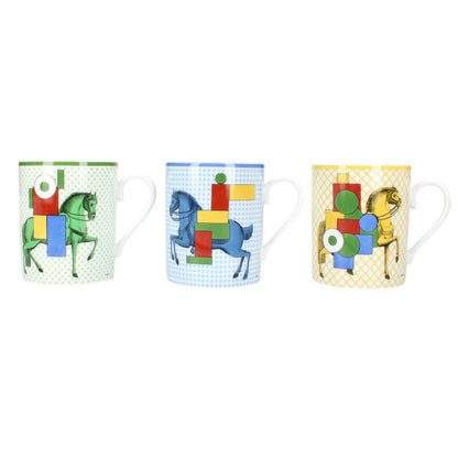 HERMES CAVALIER EN FORMES Horse Design Mug Set Multi
