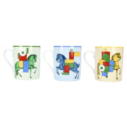 HERMES CAVALIER EN FORMES Horse Design Mug Set Multi