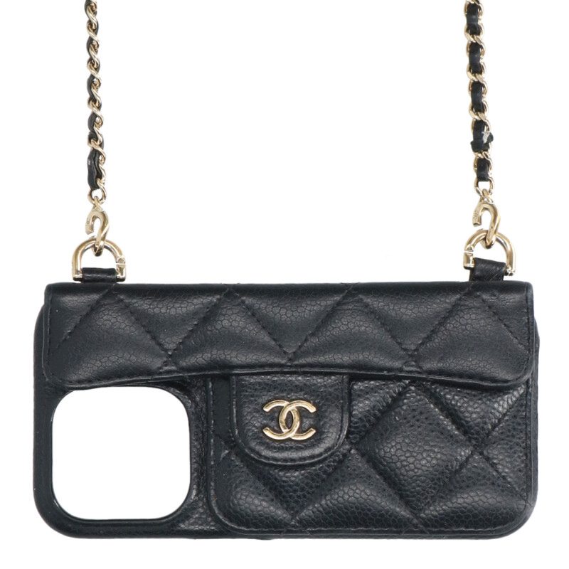 CHANEL iPhone 15 Pro Max Chain Case Black