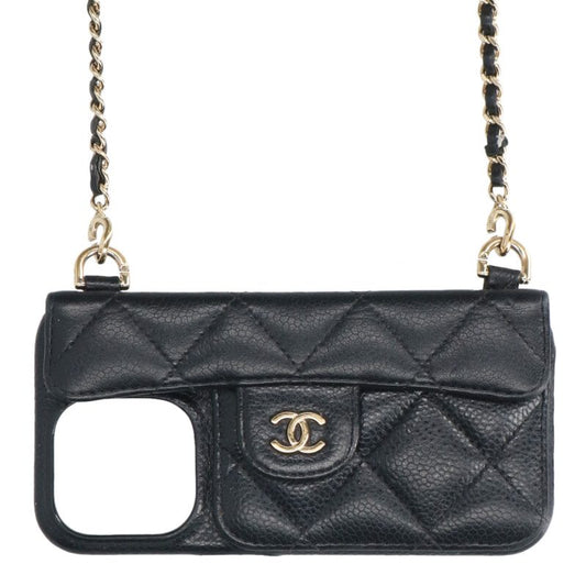CHANEL iPhone 15 Pro Max Chain Case Black