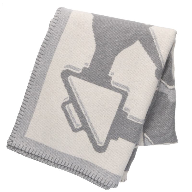 HERMES All-Over Pattern Wool Cashmere Blanket Multi