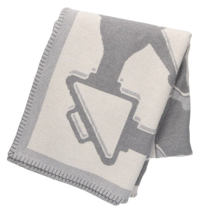 HERMES All-Over Pattern Wool Cashmere Blanket Multi