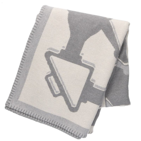 HERMES All-Over Pattern Wool Cashmere Blanket Multi