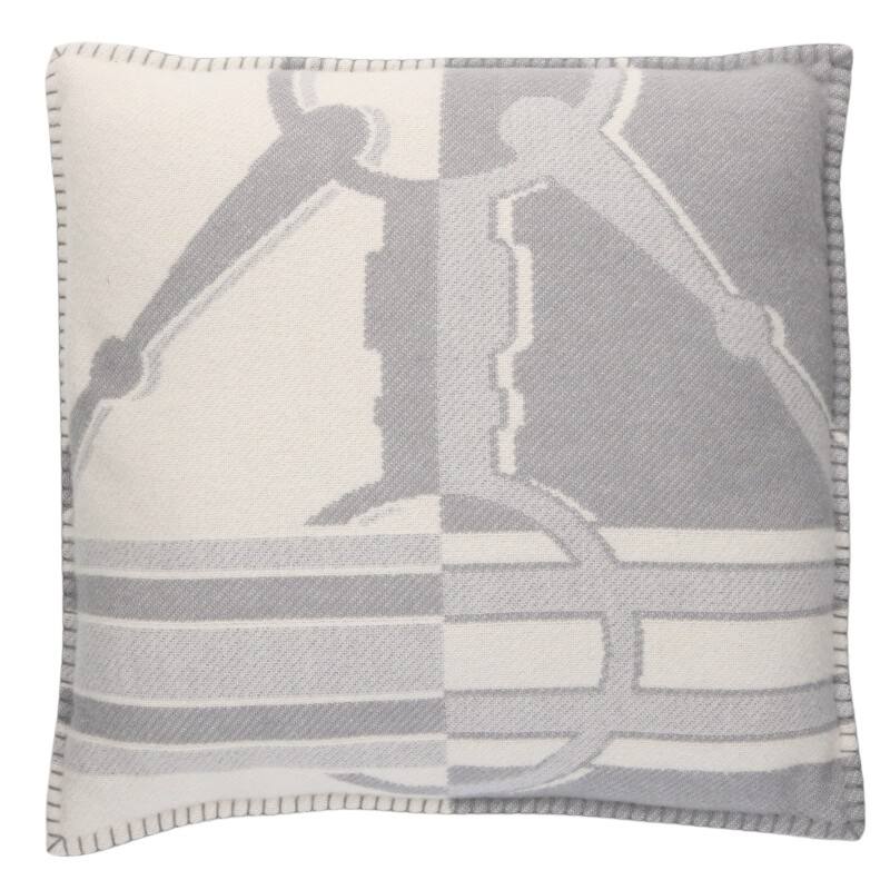 HERMES Tattersall Wool Cashmere Cushion Multi