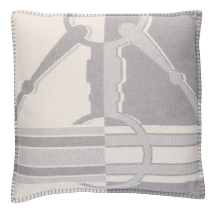 HERMES Tattersall Wool Cashmere Cushion Multi