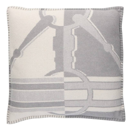 HERMES Tattersall Wool Cashmere Cushion Multi