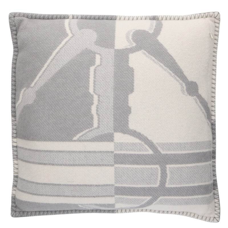 HERMES Tattersall Wool Cashmere Cushion Multi