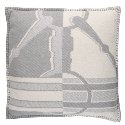 HERMES Tattersall Wool Cashmere Cushion Multi
