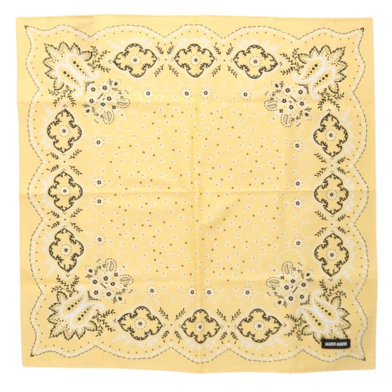 miumiu Paisley Logo Cotton Scarf ONE SIZE Size ONE SIZE