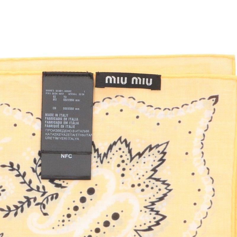 miumiu Paisley Logo Cotton Scarf ONE SIZE Size ONE SIZE