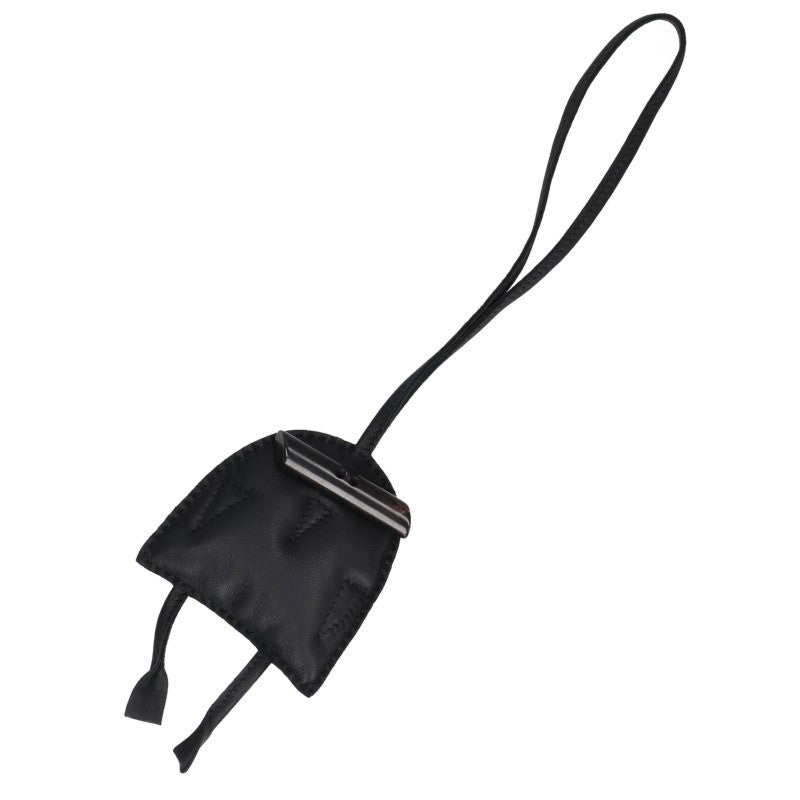 HERMES Petit H Owl Charm Agneau Leather Black Size ONE SIZE