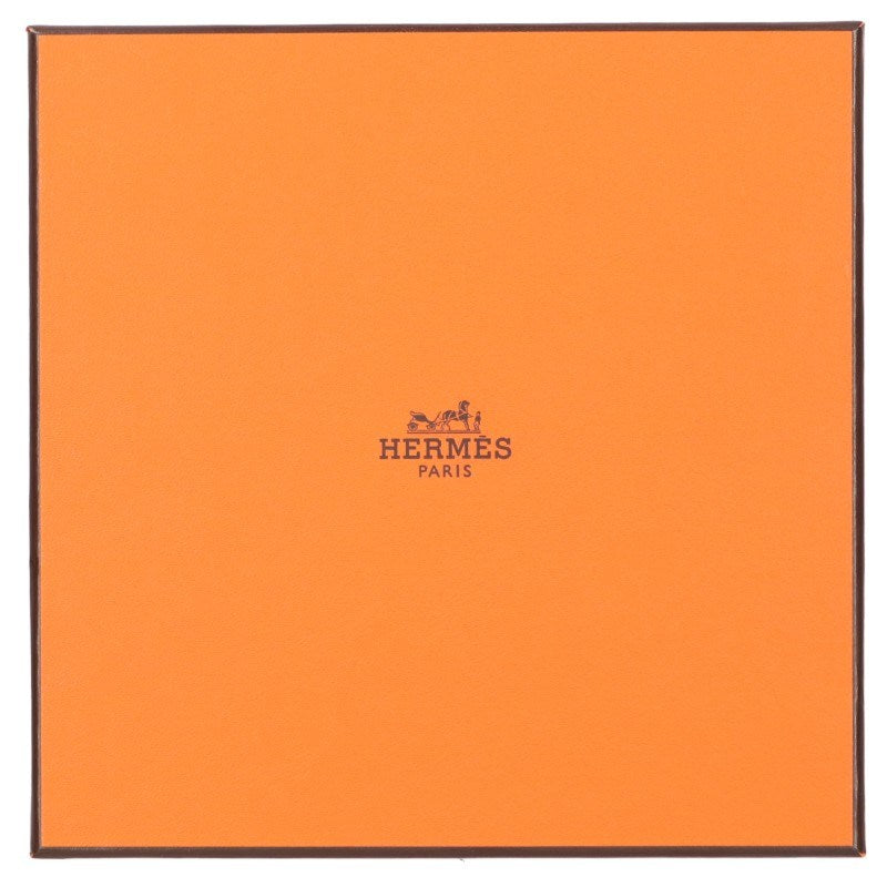 HERMES Petit Carré Mosaic Pattern Plate White Orange