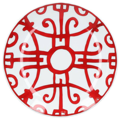HERMES Gadalkivir No4 Pattern Bread Plate White x Red