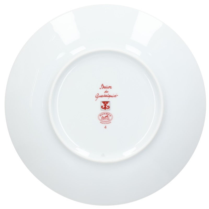 HERMES Gadalkivir No4 Pattern Bread Plate White x Red