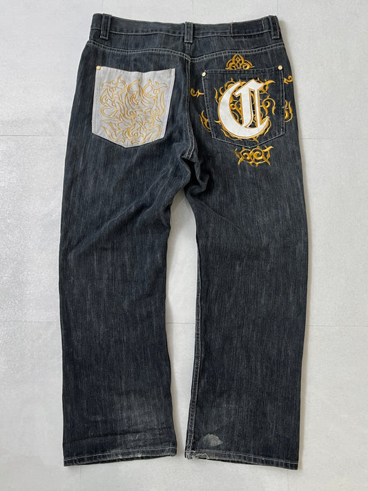Coogi Black Wide Jeans Size W40