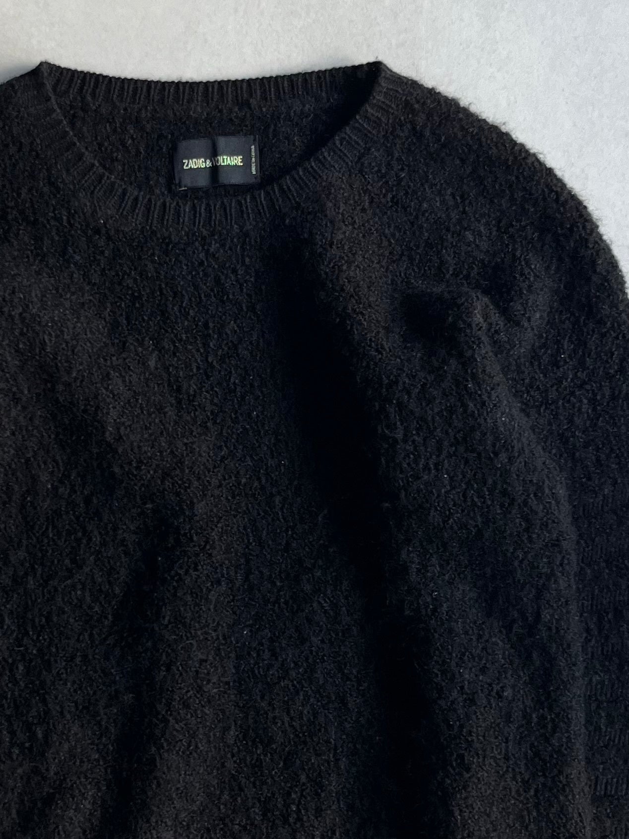 Zadig & Voltaire Black Zip Knit Mohair Blend Size M