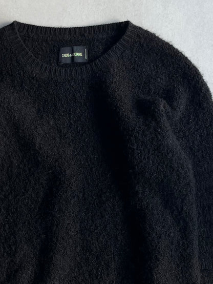 Zadig & Voltaire Black Zip Knit Mohair Blend Size M