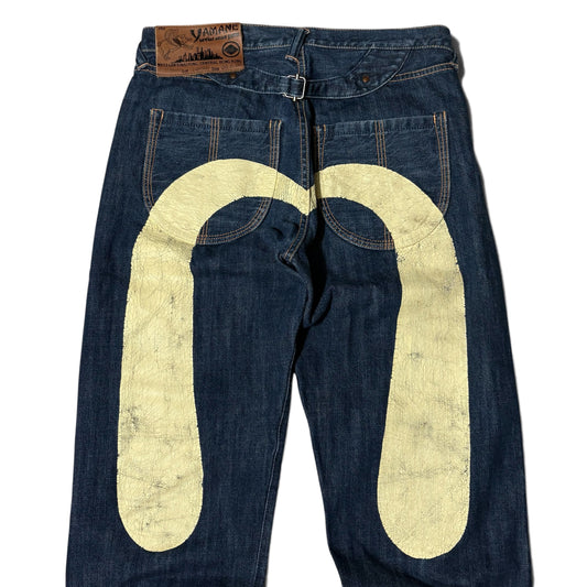 EVISU YAMANE Daikoku Painted Selvedge Jeans Size 34×32