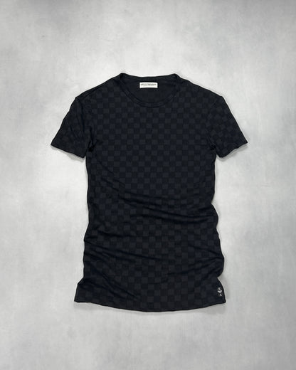 Emporio Armani Black Plaid Stretch Nylon T-Shirt Size L