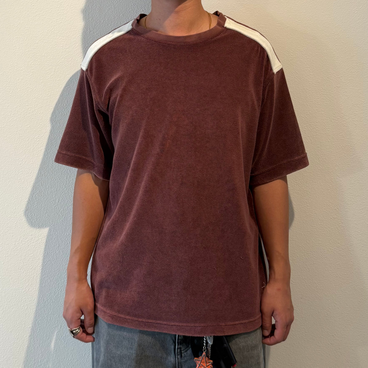 Stussy 90s short sleeve pile tee with shoulder detail Red Size L