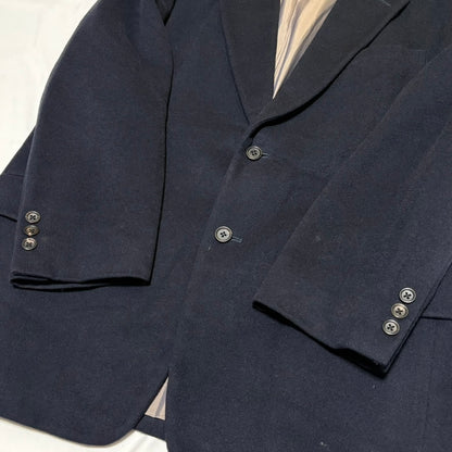 Burberrys 90s Navy Wool Melton Tailored Jacket