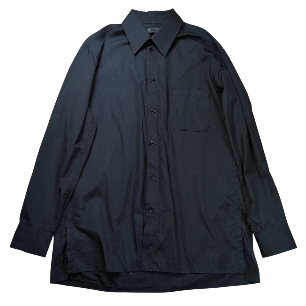 S'YTE Black Cotton Broad Regular Collar Long Sleeve Shirt Size 4