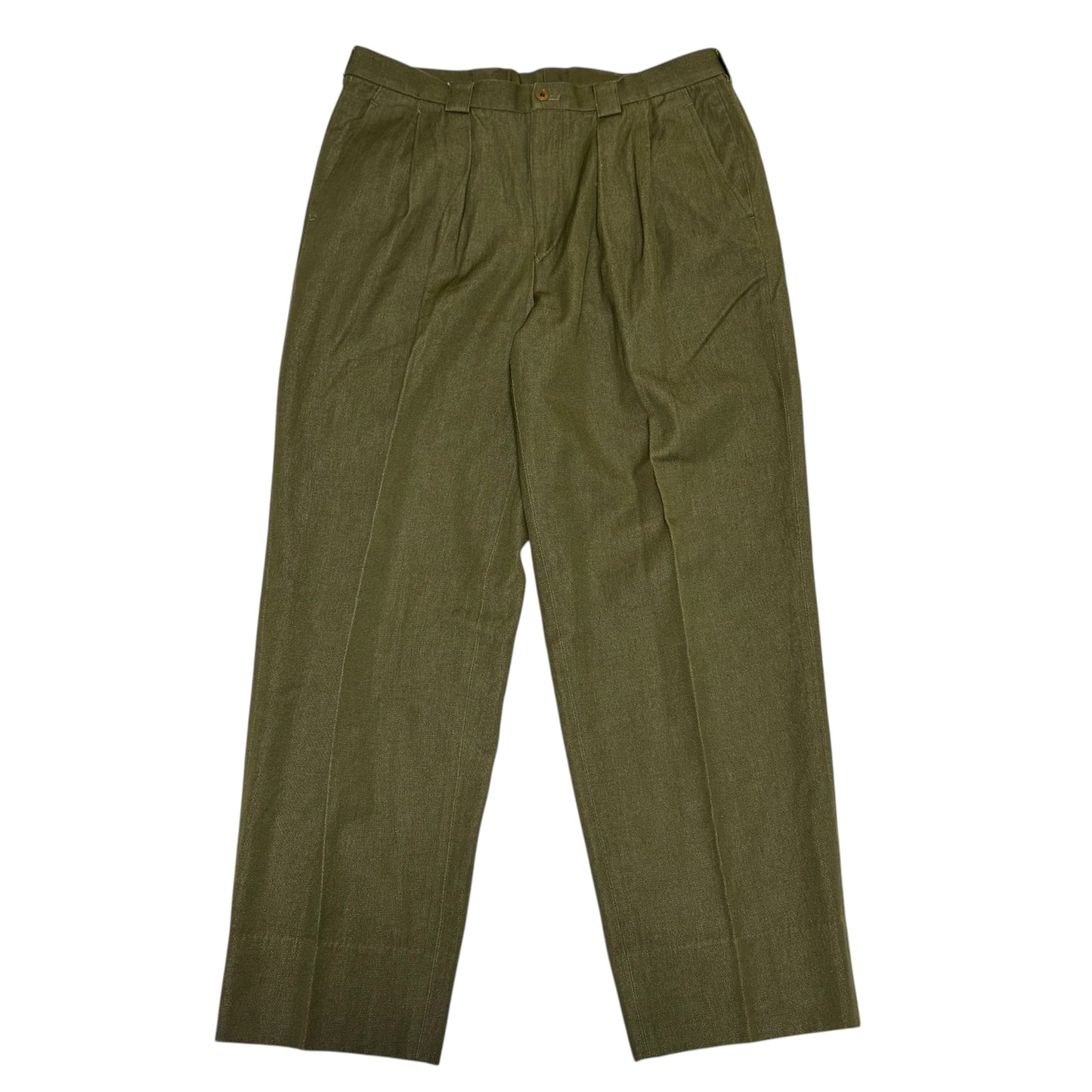 KENZO 90s Khaki Cotton Wool Two-Pleat Slacks Size 4