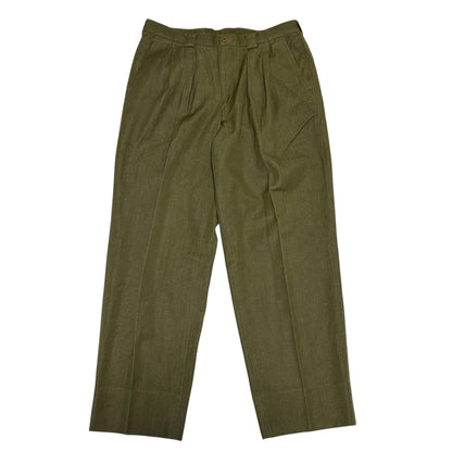 KENZO 90s Khaki Cotton Wool Two-Pleat Slacks Size 4